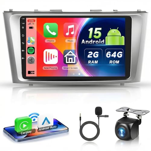 VECHTEL 4 Core+64G Android 15 Car Stereo for Toyota Camry 2006-2011 with Wireless Carplay Android Auto, 9 Inch Touch Screen Radio Support GPS/5GWiFi/Bluetooth/SWC+Backup Camera - Image 1