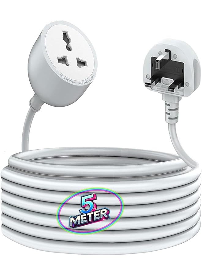 BROADONYX BXOE Broadonyx Extension cord with 5 Meters Heavy Duty Long Wire Cord, Single Outlet Socket 2500W 10A Expandable Electric Extension, UK Plug Extension socket for Indoor Outdoor Use (5M/ Grey)  - Image 1