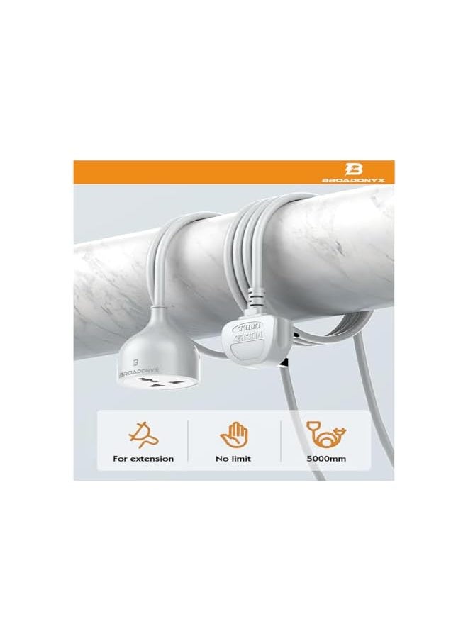 BROADONYX BXOE Broadonyx Extension cord with 5 Meters Heavy Duty Long Wire Cord, Single Outlet Socket 2500W 10A Expandable Electric Extension, UK Plug Extension socket for Indoor Outdoor Use (5M/ Grey)  - Image 5