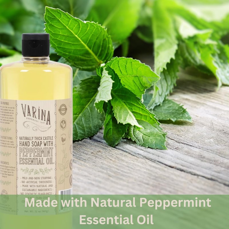 Varina Liquid Soap Liquid Organic Castile Soap Peppermint 32oz - Image 2