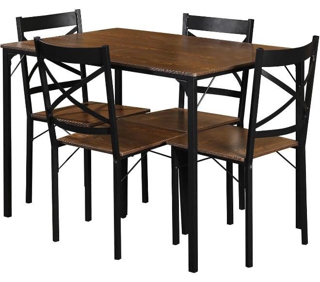 MOMENT 5 Piece Dining Room Table Set For 4, Space Saving Kitchen Table And Chairs, Rectangle Dining Set With Steel Frame For Breakfast Nook - Image 1