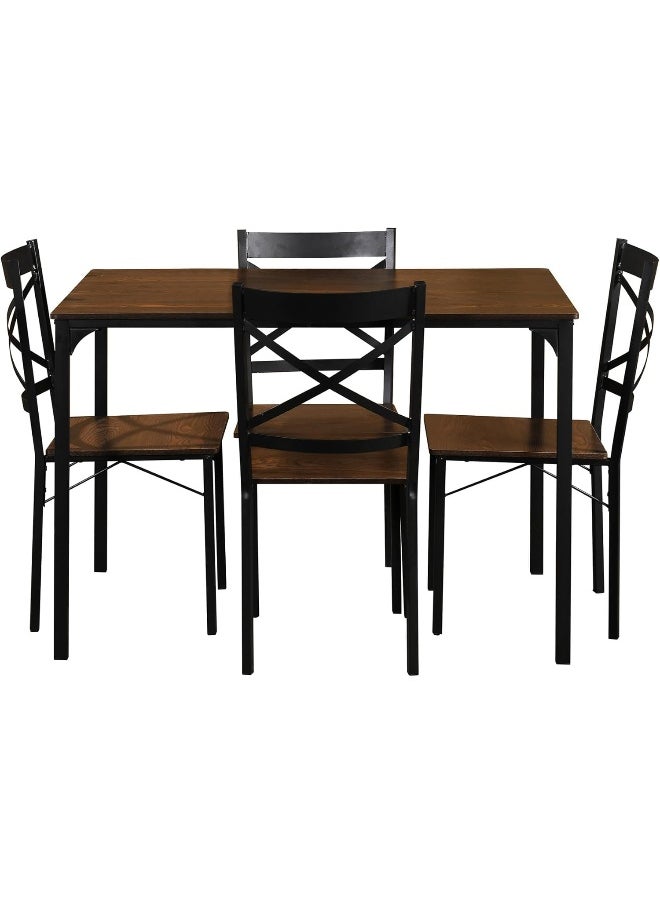 MOMENT - 5 Piece Dining Room Table Set For 4, Space Saving Kitchen Table And Chairs, Rectangle Dining Set With Steel Frame For Breakfast Nook - Image 1