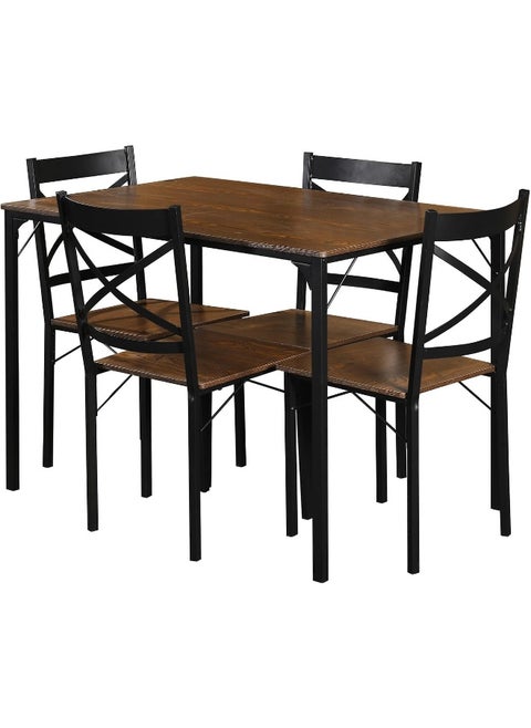 5 Piece Dining Room Table Set For 4, Space Saving Kitchen Table And Chairs, Rectangle Dining Set With Steel Frame For Breakfast Nook