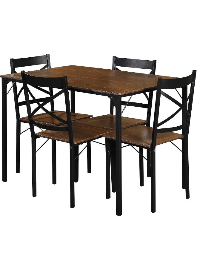 MOMENT - 5 Piece Dining Room Table Set For 4, Space Saving Kitchen Table And Chairs, Rectangle Dining Set With Steel Frame For Breakfast Nook - Image 1