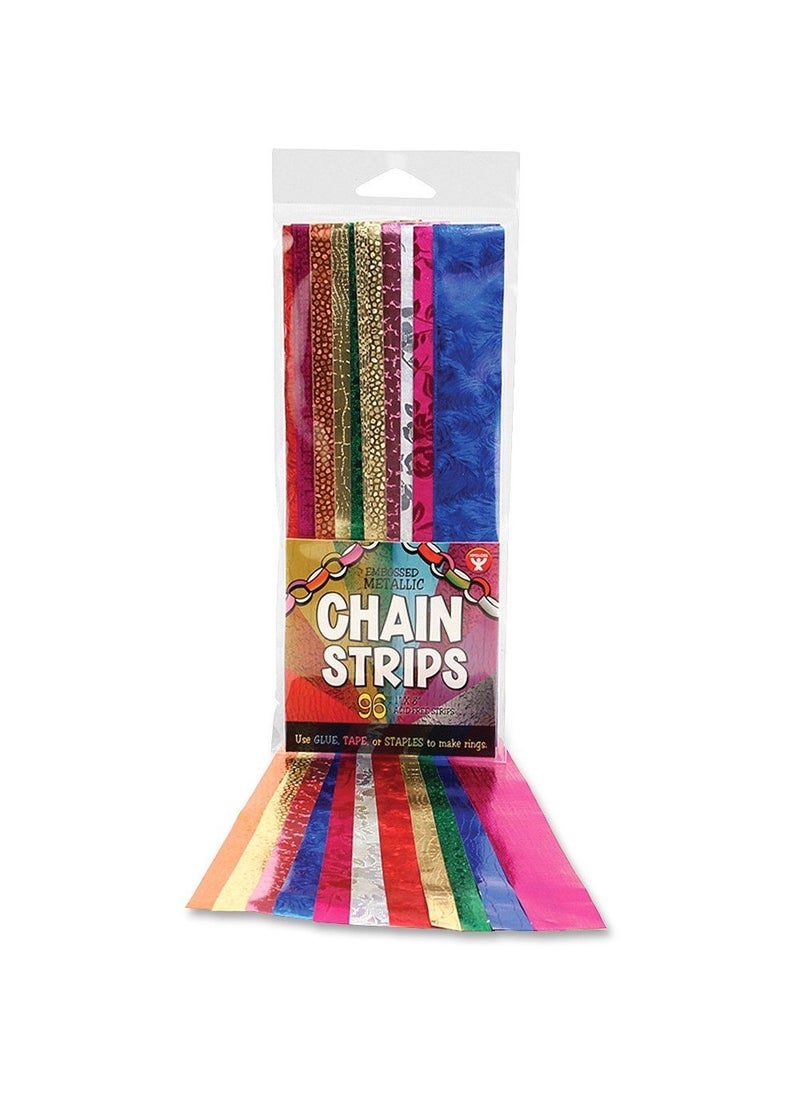 Hygloss Hygloss Products Embossed Metallic Paper Chain Strips  Great for Kids Arts and Crafts Decorations Classroom Activities  Assorted Colors  96 Pieces 1 x 8 