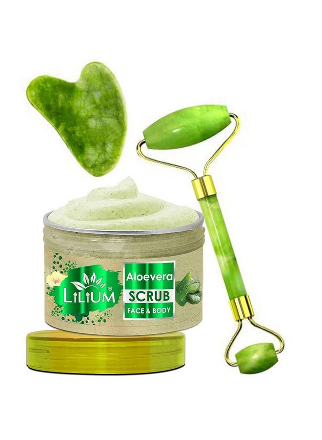 Lilium Aloe Vera Face & Body Scrub & Double Side Face Roller (250g) - Image 1