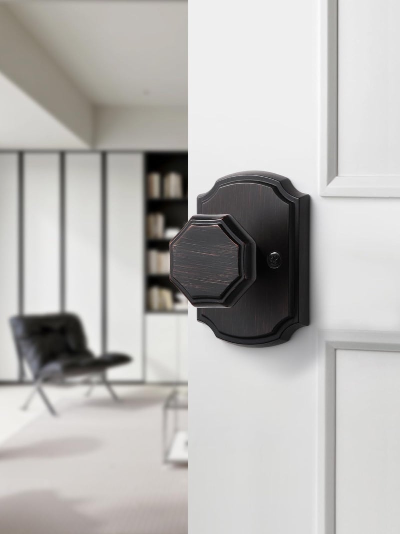 Sorwduerm 1 Pack Oil Rubbed Bronze Knobs Passage Door Knobs Interior Door Knob For Hall And Closet Zinc Alloy - Image 3