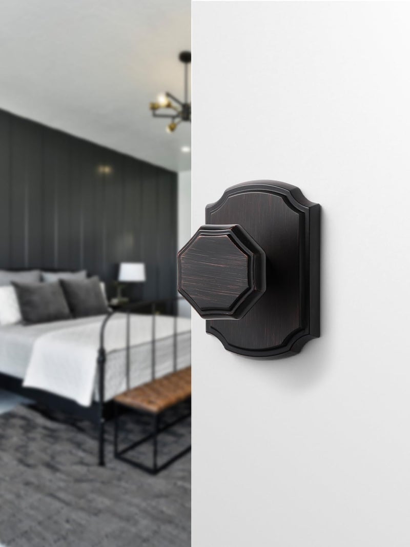 Sorwduerm 1 Pack Oil Rubbed Bronze Knobs Passage Door Knobs Interior Door Knob For Hall And Closet Zinc Alloy - Image 4