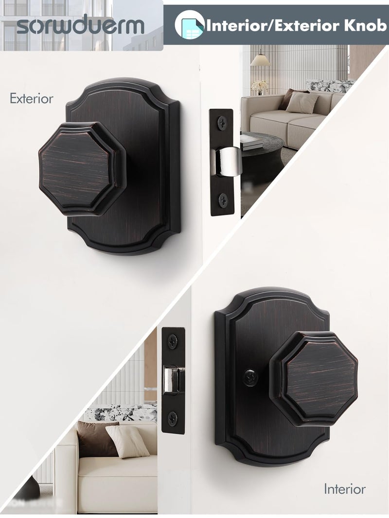 Sorwduerm 1 Pack Oil Rubbed Bronze Knobs Passage Door Knobs Interior Door Knob For Hall And Closet Zinc Alloy - Image 5