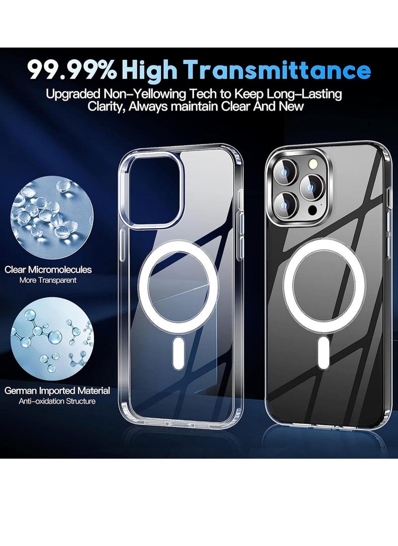 Raxoom [5 in 1] for iPhone 15 Pro Max Case Magnetic [Compatible with Magsafe] [Tempered Glass Screen+Camera Lens Protector] Shockproof Slim Phone Cover for iphone 15 Pro Max Clear (iphone 15 Pro Max) - Image 3