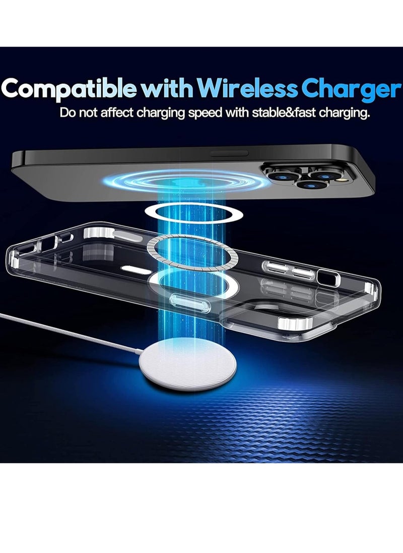 Raxoom [5 in 1] for iPhone 15 Pro Max Case Magnetic [Compatible with Magsafe] [Tempered Glass Screen+Camera Lens Protector] Shockproof Slim Phone Cover for iphone 15 Pro Max Clear (iphone 15 Pro Max) - Image 5