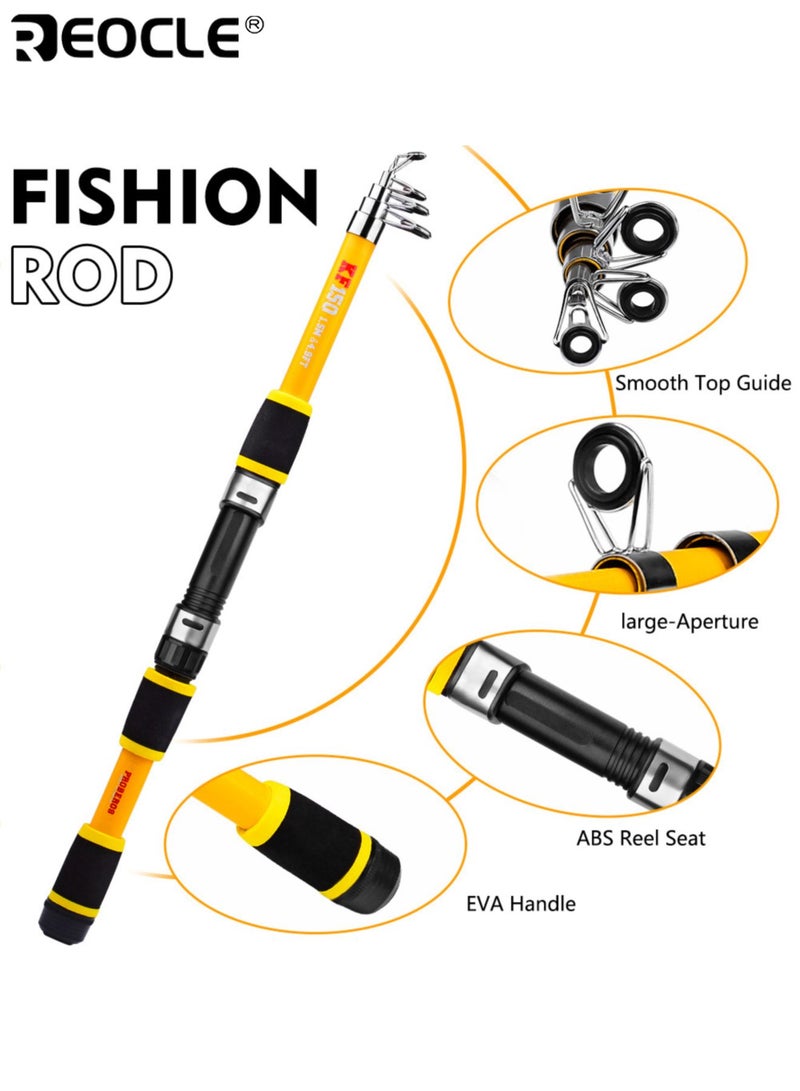 REOCLE Telescopic Fishing Rod with Fast Retracting System and Glass Fiber Construction Extendable Fishing Pole with Lightweight Design for Freshwater Saltwater Angler Use - Image 3
