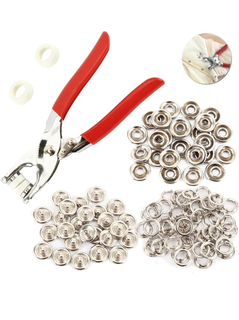دباسة كباسين الكلبسات بإلإضافة إلى ١٠٠ كلبس – Snap kit ‏Staples and snap installer with 100 Stainless Steel Metal Snaps