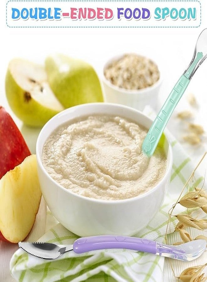 إيفن ملعقة طعام سيليكون متعددة الأغراض للأطفال، برأسين، لكشط الطين عن الطعام التكميلي، ولإطعام الأطفال، وملاعق تدريب للرضع، ومستلزمات الفطام الذاتي (لون وردي) - Image 4