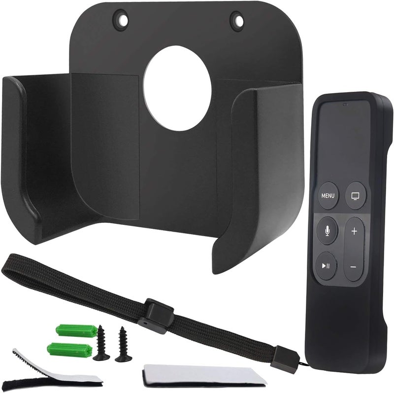 بينوو حامل الحائط مع غطاء التحكم عن بعد المتوافق مع Apple TV4 4K - حامل التلفزيون وغطاء الحماية لجهاز التحكم عن بعد Siri المناسب لـ Apple TV 4/4K [الجيل الخامس] (أسود) - Image 1