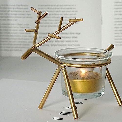 the purple tree Purple Tree Christmas Reindeer Tealight Holder - 2 pc (Gold) Reindeer Shaped Tealight Holder, Christmas Light, Tealight Candle Holder (Wrought & Cast Iron) - Image 3