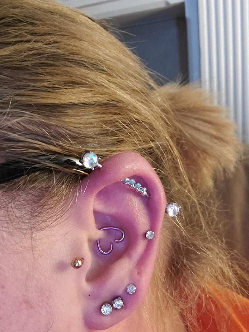 QWALIT Industrial Barbell 14G Industrial Earrings Industrial Piercing Jewelry Industrial Bar Surgical Stainless Steel Scaffold Piercings Arrow Turquoise 38mm 35mm for Women Men - Image 2