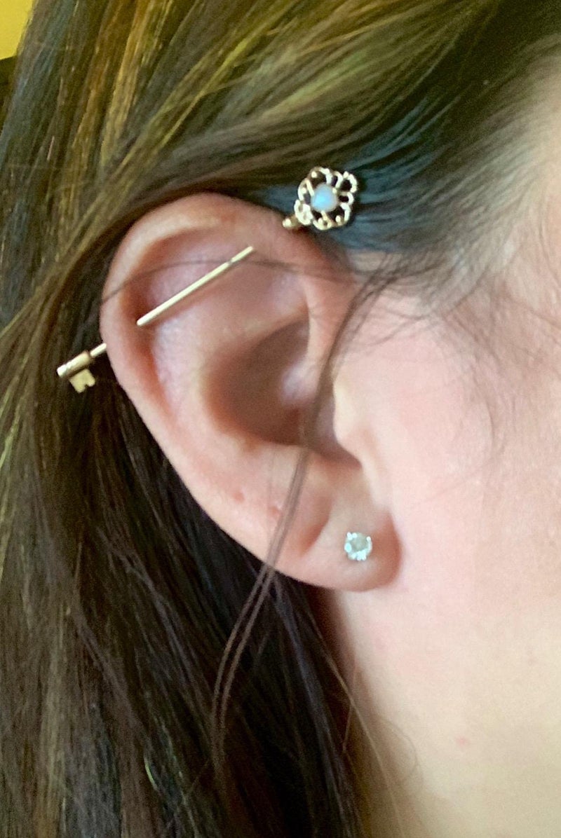 QWALIT Industrial Barbell 14G Industrial Earrings Industrial Piercing Jewelry Industrial Bar Surgical Stainless Steel Scaffold Piercings Arrow Turquoise 38mm 35mm for Women Men - Image 4