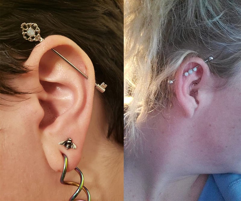 QWALIT Industrial Barbell 14G Industrial Earrings Industrial Piercing Jewelry Industrial Bar Surgical Stainless Steel Scaffold Piercings Arrow Turquoise 38mm 35mm for Women Men - Image 5