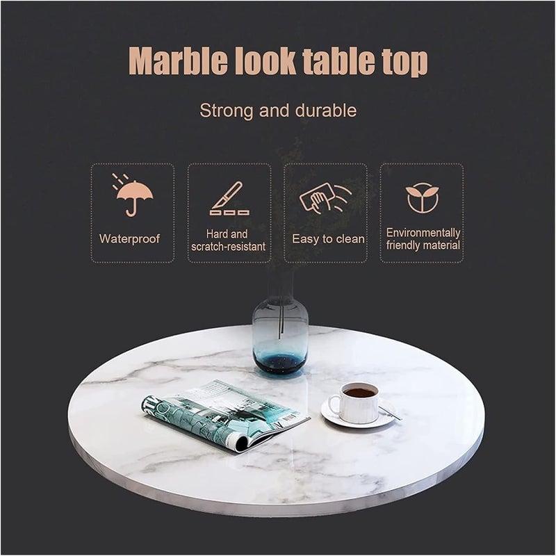 Harmony Home طقم طاولة طعام دائري من هارموني هوم 5 قطع - أثاث غرفة طعام خشبي مع 4 كراسي مبطنة (أبيض ورمادي) - Image 4