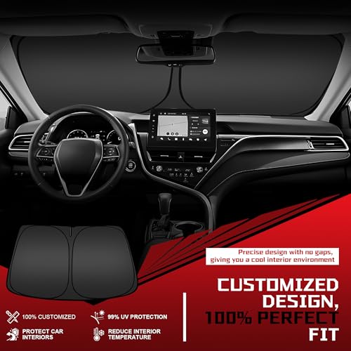 Fonowka Windshield Sun Shade for 2019-2025 Le-xus ES250 ES300h ES350 Foldable Sun Sunshade for Car Front Window Blocks UV Rays and Heat Automotive Interior Protector Custom Fit Accessories - Image 2