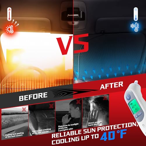 Fonowka Windshield Sun Shade for 2019-2025 Le-xus ES250 ES300h ES350 Foldable Sun Sunshade for Car Front Window Blocks UV Rays and Heat Automotive Interior Protector Custom Fit Accessories - Image 4
