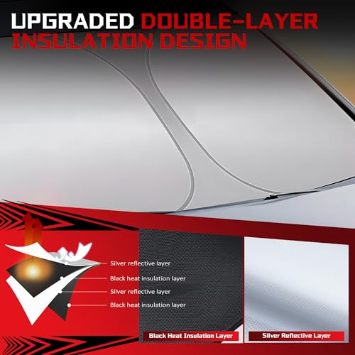 Fonowka Windshield Sun Shade for 2019-2025 Le-xus ES250 ES300h ES350 Foldable Sun Sunshade for Car Front Window Blocks UV Rays and Heat Automotive Interior Protector Custom Fit Accessories - Image 3