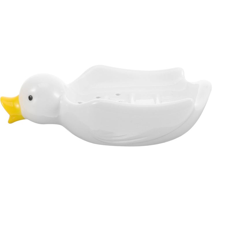 Ceramic Soap Dish with Waterfowl Design Self Draining Soap Holder Tray for Bathroom Shower - Image 2