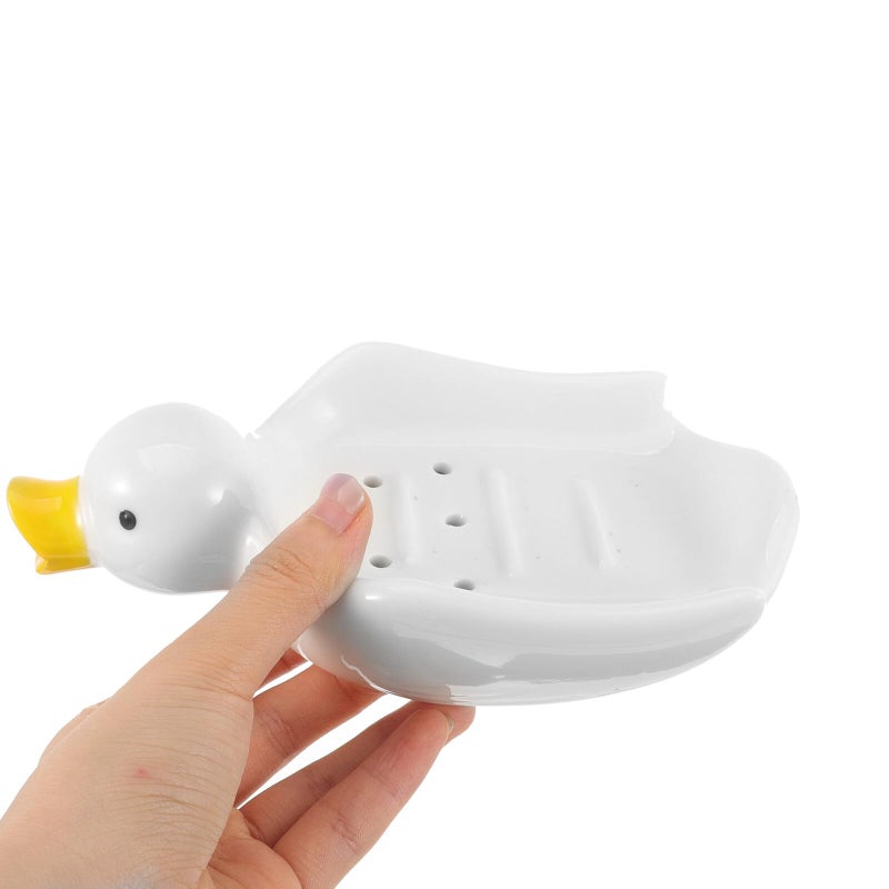 Ceramic Soap Dish with Waterfowl Design Self Draining Soap Holder Tray for Bathroom Shower - Image 5