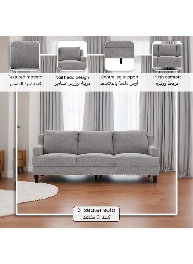Micasa - Elegant and Modern Design 3-Seater Sofa with Cushion Grey 75 x 93 x 217 cm SS5377BF63D- GR - Image 1