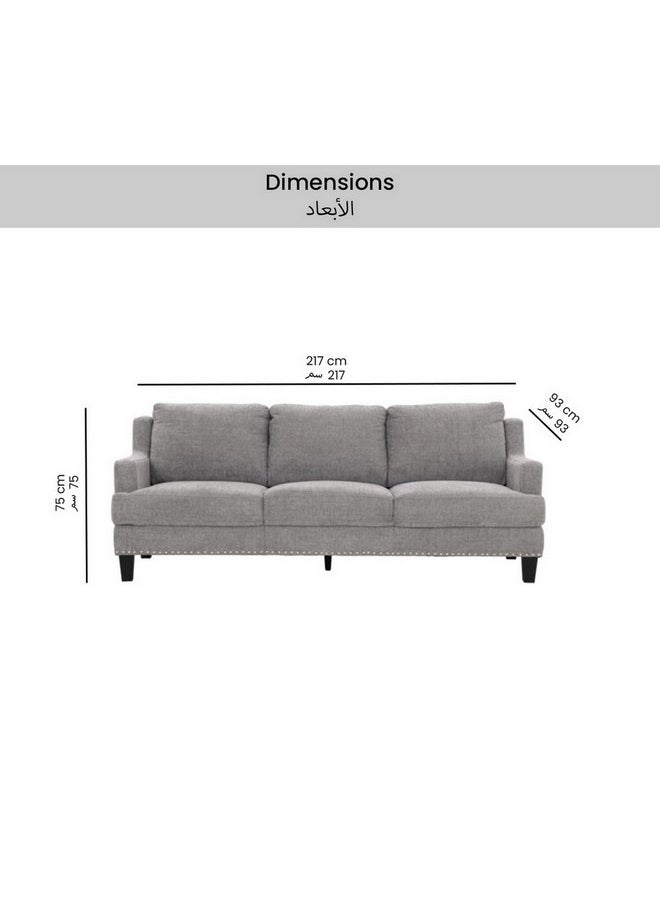 Micasa - Elegant and Modern Design 3-Seater Sofa with Cushion Grey 75 x 93 x 217 cm SS5377BF63D- GR - Image 1