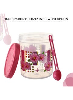Kuber Industries Kuber Industries (Set of 6) Storage Containers | 1000 ML Plastic Kitchen Jar with Spoon | Masala Box for Kitchen | Spice Boxes | Kitchen Container for Rice, Cereals, Snacks, Dry Fruits | Pink  - Image 5