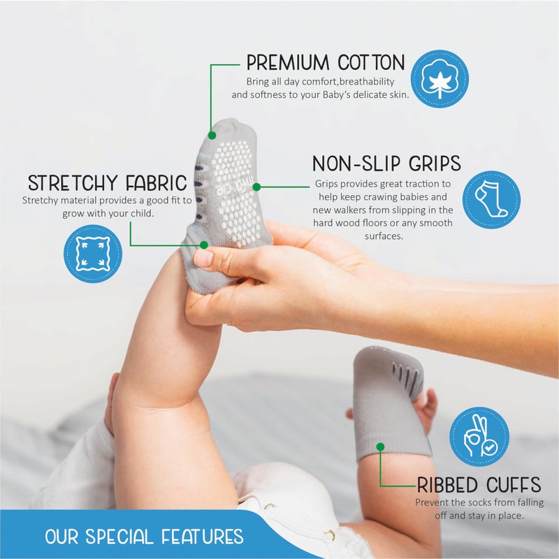 infancie Baby Socks Newborn Socks 12 Pairs - (6-12 Months) â€“ Soft And Comfortable Babies Grip Sock, Premium Newborn Baby Sock, Gift For Little Boys - Image 4