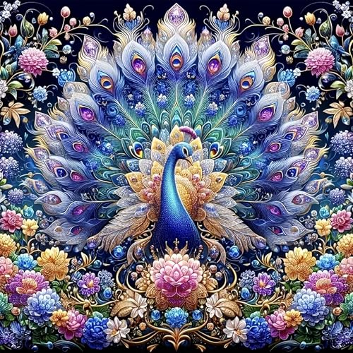 Meothan Diamond Art Kits for Adults 5D DIY Colorful Peacock Diamond Painting Kits for Adults Beginners Diamond Dots Kits Gem Arts Crafts for Living Room Bedroom Offices Home Wall Decor 16X16 Inch - Image 1