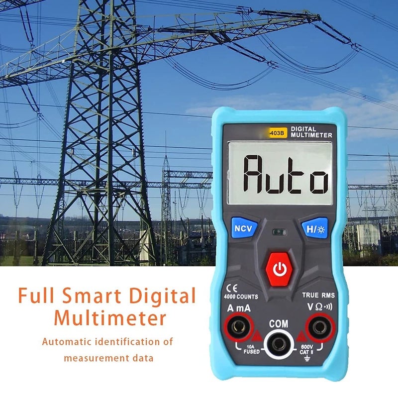 مقياس كهربائي رقمي أوتوماتيكي RM403B، نطاق تلقائي، قياسات حقيقية (True-RMS)، NCV، 4000 عدد قراءات، أداة اختبار للجهد والتيار المتردد/المستمر (AC/DC)، ومقاومة، مزود بإضاءة خلفية ذكية - Image 3