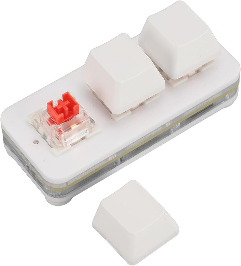 Drfeify Customized Programmable Keypad with Red Switches, 3 Key Mini Keypad USB Mechanical Gaming Keyboard for Office and Gaming (White) - Image 1