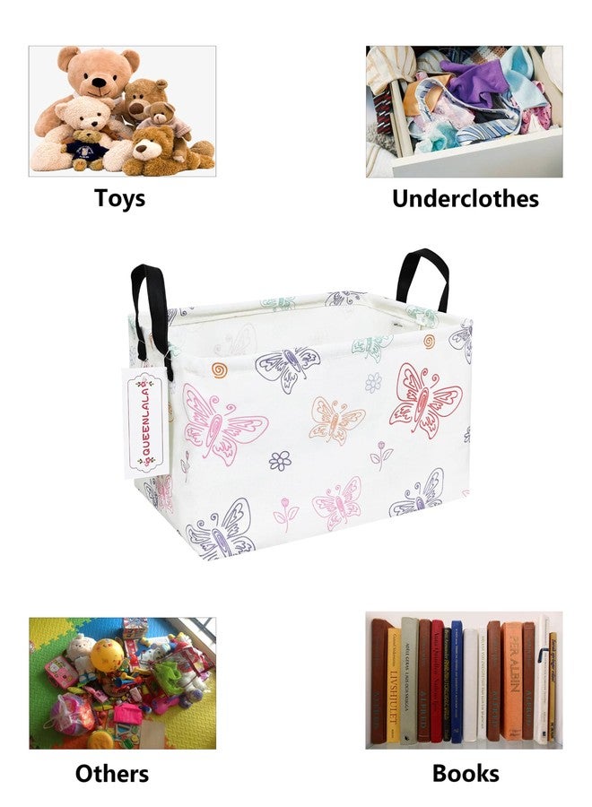 QUEENLALA Rectangular laundry basket with handles,Room decor Nursery decor,Hamper for nursery,Kids Foldable Nursery Laundry Basket for Organizing(Rec-Colorful Butterfly) - Image 3