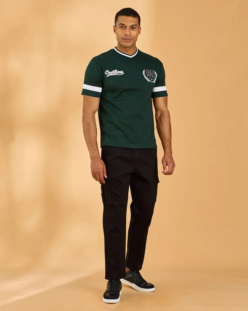 Redtag Men Olive Printed T-Shirt