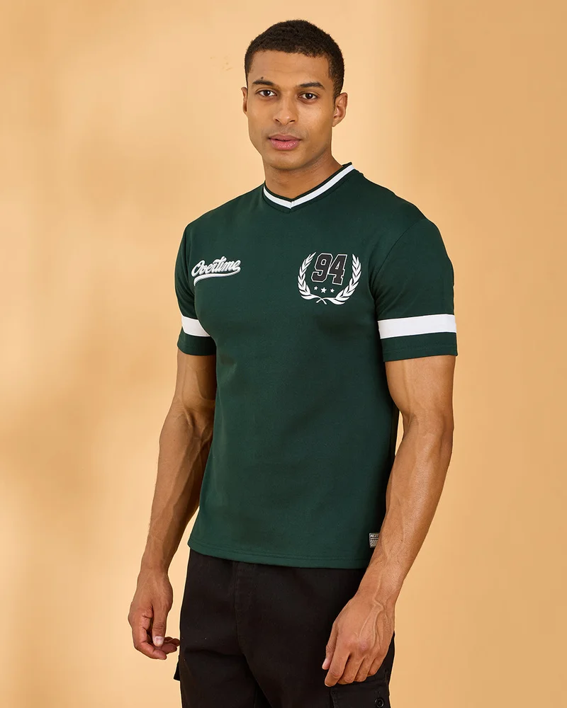 Redtag Men Olive Printed T-Shirt