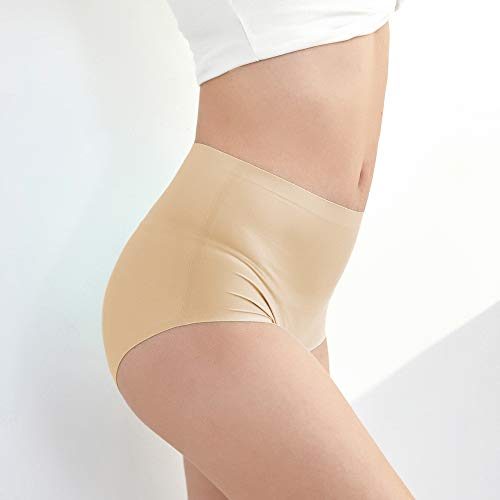 FallSweet No Show High Waist Briefs Underwear for Women Seamless Panties Multi Pack (Beige（4 Pack), XL - Image 3