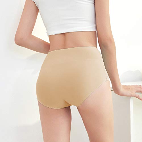FallSweet No Show High Waist Briefs Underwear for Women Seamless Panties Multi Pack (Beige（4 Pack), XL - Image 4