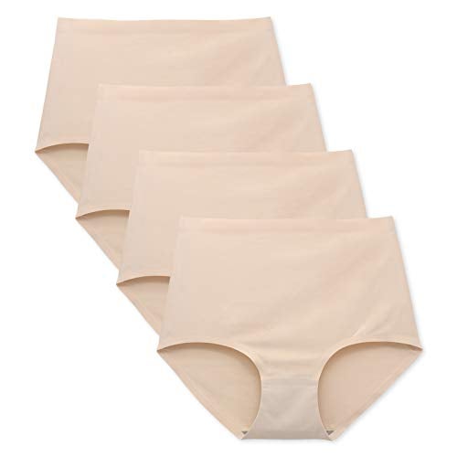 FallSweet No Show High Waist Briefs Underwear for Women Seamless Panties Multi Pack (Beige（4 Pack), XL - Image 1