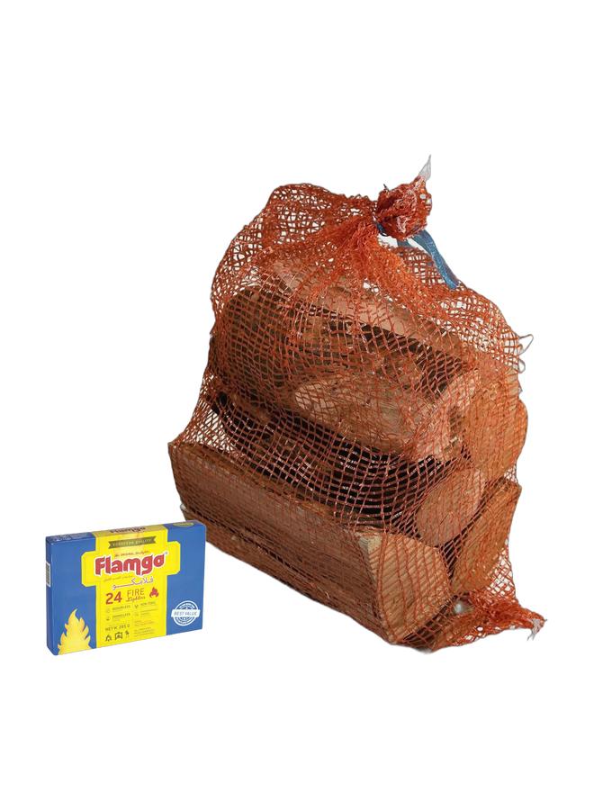 FLAMGO 24 Piece Firelighter Cubes Set White 285grams & Flame-On Firewood 10L for Stoves & Fire PitsBundle - Image 1