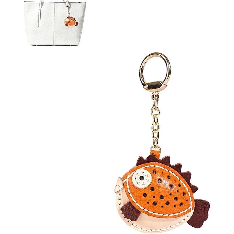 Yzikema Genuine Leather Animal Keychain - Handmade Leather Car Keychain Accessory Charm Gift for Women and Girls - Image 1