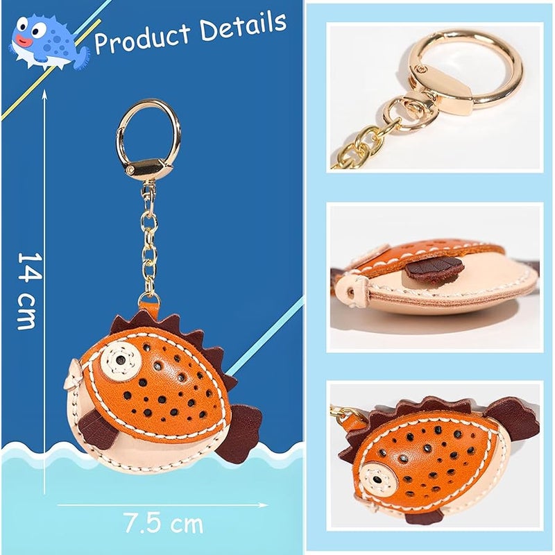 Yzikema Genuine Leather Animal Keychain - Handmade Leather Car Keychain Accessory Charm Gift for Women and Girls - Image 3