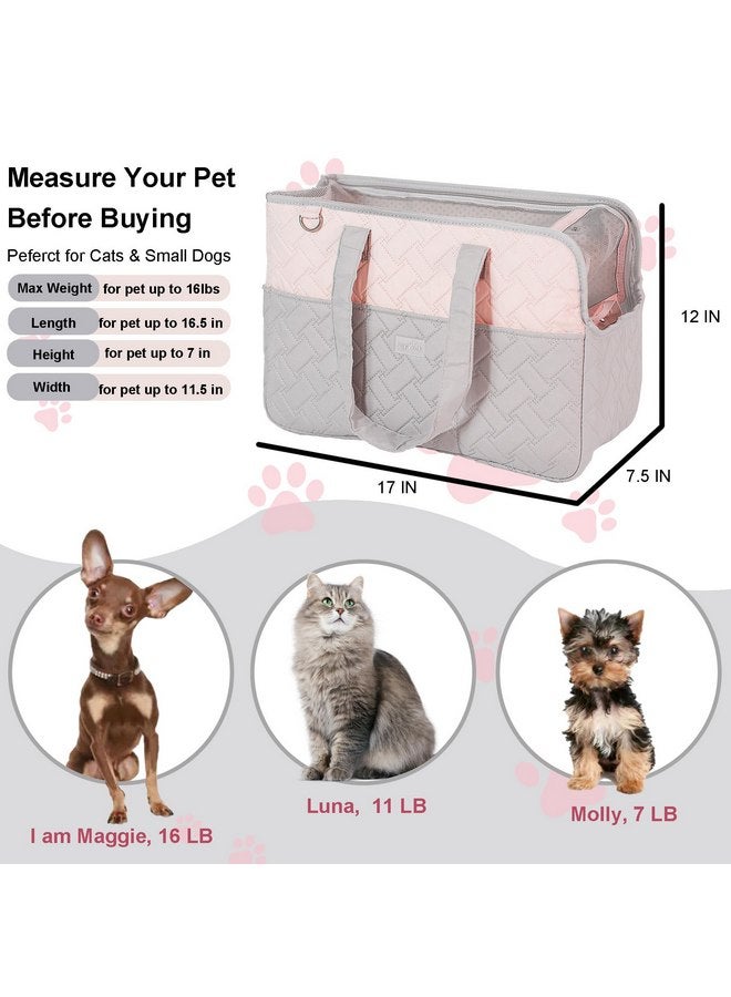 Filly Wink Dog Carrier Purse 3-in-1 Grey & Pink Pet Travel Bag for Small Dogs & Cats - Handheld, Crossbody & Shoulder Carry with 3 Bonus Pockets and One Sided Storage Pocket Soft, Comfortable, Perfect for Travel - Image 2