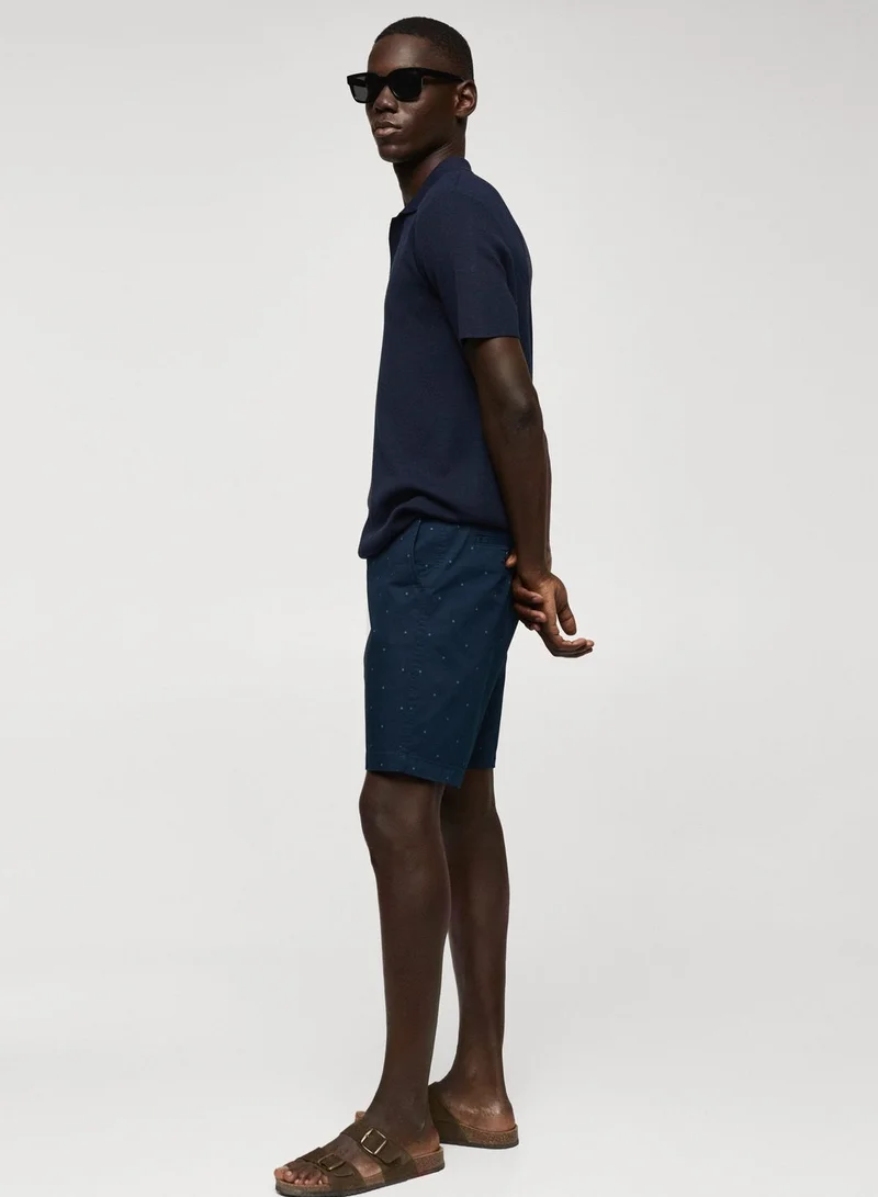 Mango Man Printed Slim Fit Shorts