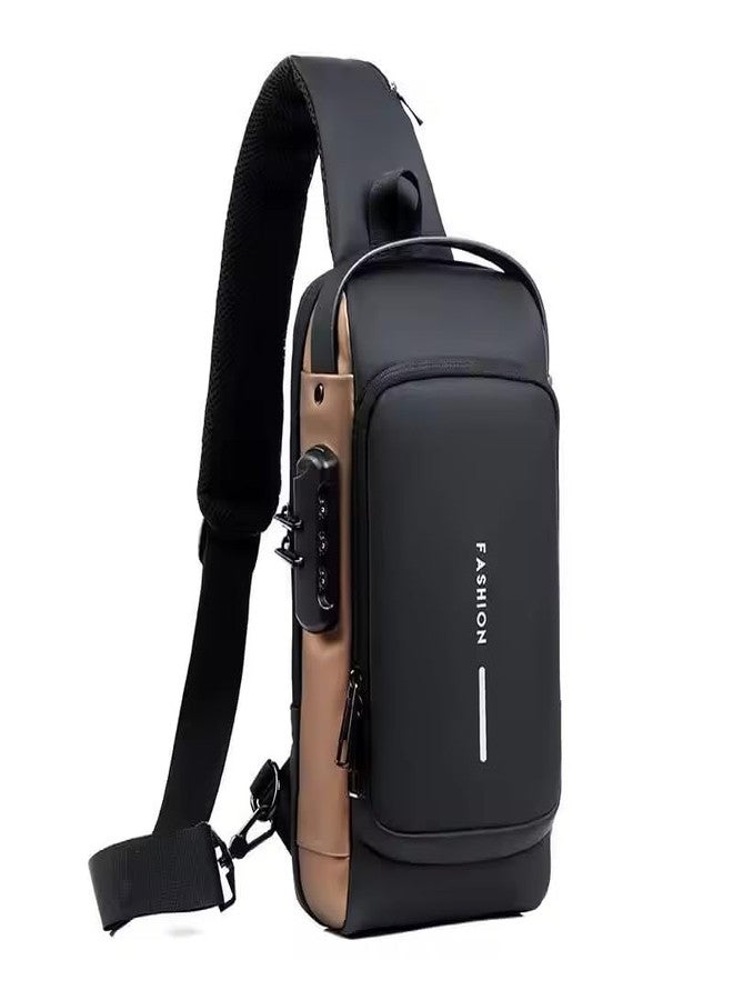 Yatee Men’s Sling Bag with USB Charging Port, Anti-Theft Crossbody Chest Bag, Waterproof Shoulder Backpack for Travel, Office, College & Daily Use (Brown) - Image 1