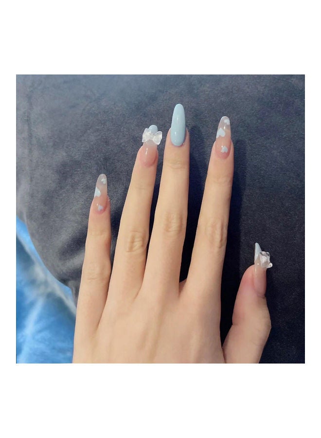 NIBEMINENT 24-Piece Removable False Nails Set Pink/Blue - Image 2