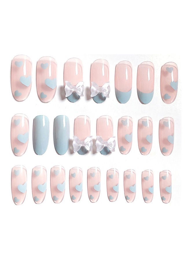 NIBEMINENT 24-Piece Removable False Nails Set Pink/Blue - Image 1